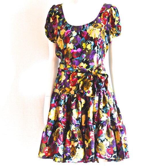 Betsey Johnson Dresses & Skirts - Betsey Johnson Floral Silk Flounced Dress - USA